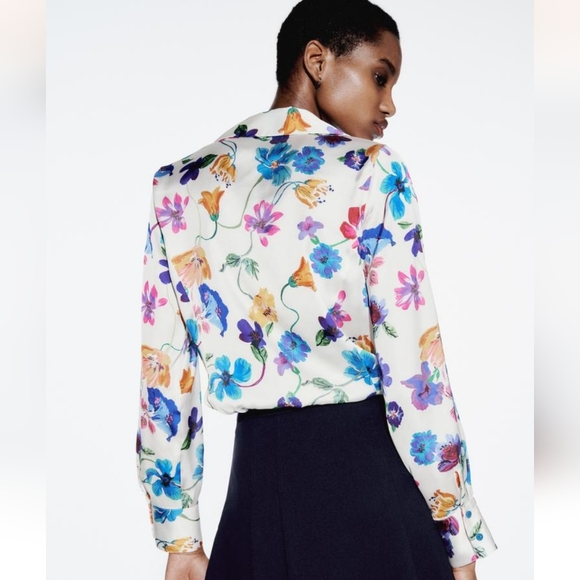 SATIN SHIRT WITH FLORAL PRINT SIZE L - Picture 4 of 8